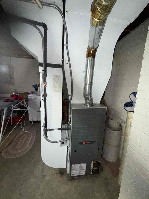 Performed maintenance on 15-year-old gas furnace with MVP (Motor Ventor Problem). Inspected ventilation system and ductwork, noting proper installation of exhaust vent piping. Customer will schedule follow-up appointment on 10/29.