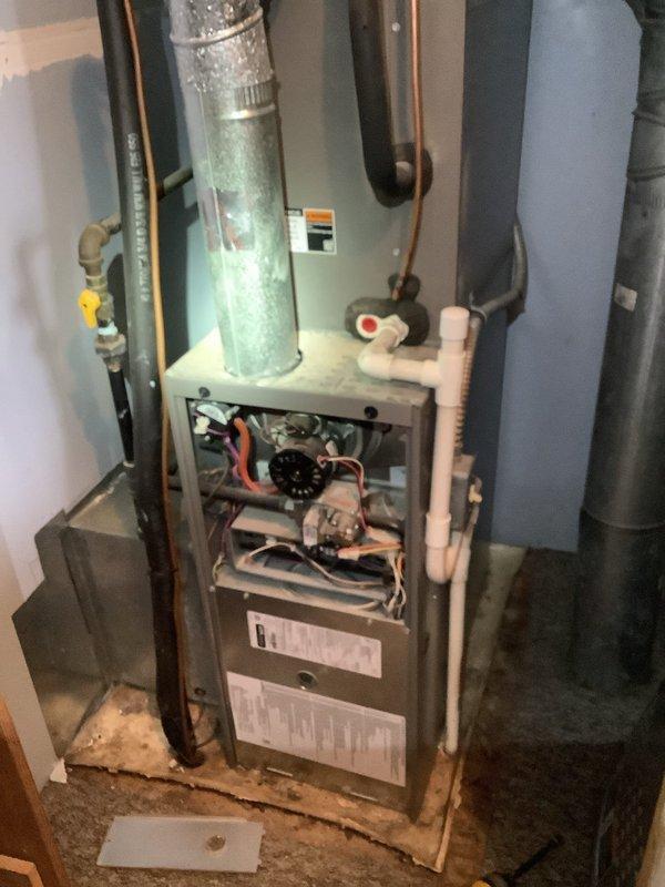 Responded to service call for non-operational furnace (approx. 5 years old). Diagnostic inspection revealed faulty flame sensor, which was showing signs of corrosion. Cleaned and tested the flame sensor, restoring proper ignition sequence. System now operating within normal parameters with consistent flame detection.