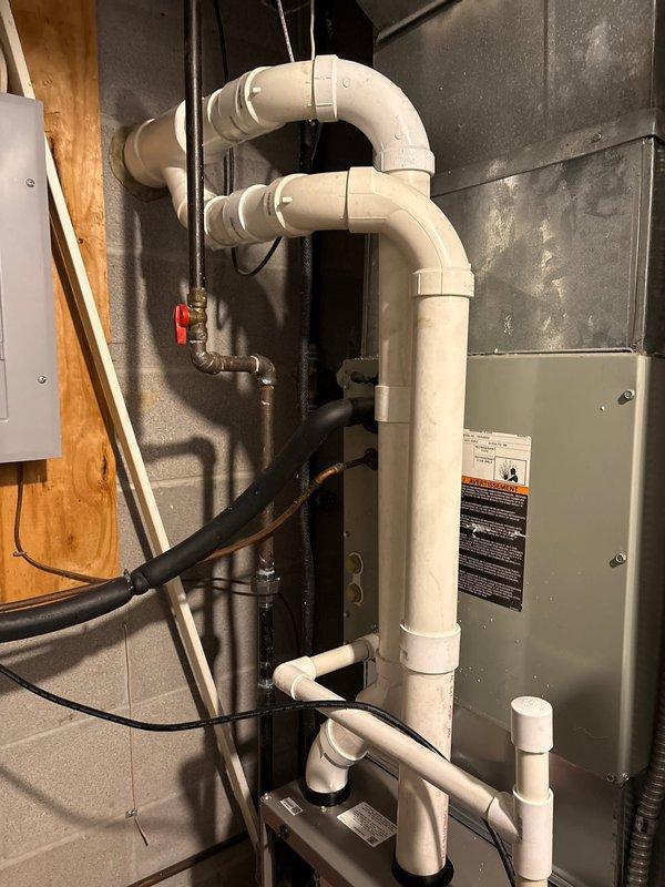 Successfully installed a 90% efficient furnace, complete with carbon monoxide detector installation and proper condensate drainage setup. All systems were tested and confirmed to be operating correctly.