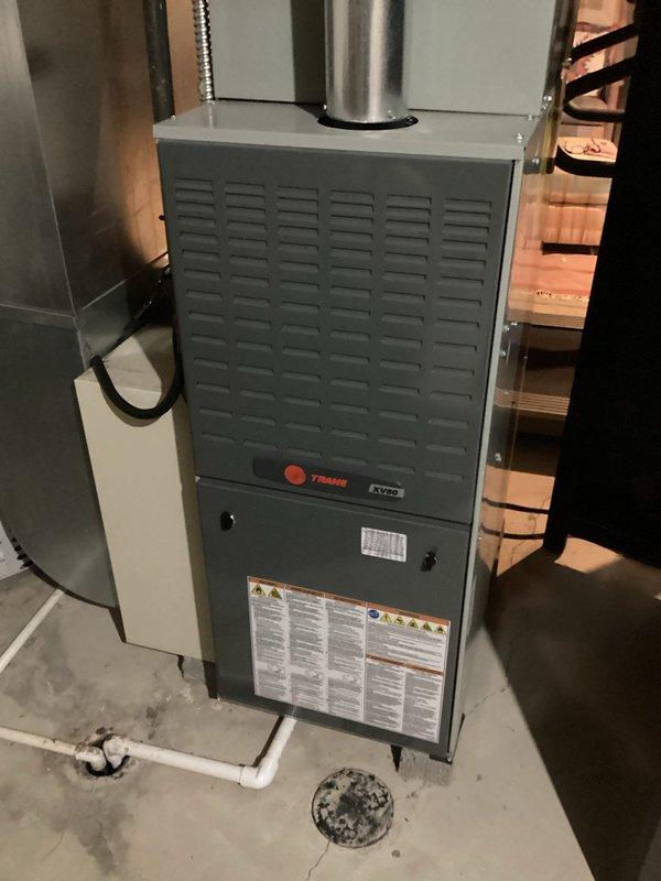 Completed routine furnace maintenance on Trane heating system for MVP member. Inspected and verified proper installation of pleated air filter in air handler. System appears to be operating normally with all components in good working condition.