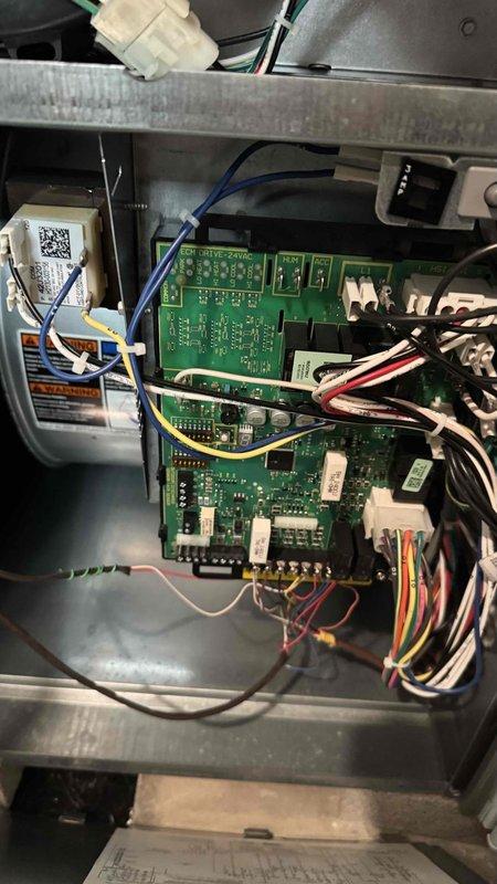 Performed comprehensive maintenance on customer's 3-year-old natural gas furnace for recurring MVP service. Inspected control board and electrical connections, ensuring all wire harnesses were properly secured and functioning. Examined blower motor assembly and fan components, verifying proper operation and cleanliness of the system.