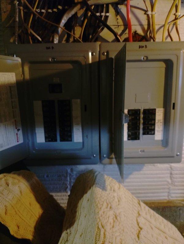 Completed assessment for dedicated circuit installation required for treadmill in 97-year-old residence. Inspected both electrical panels (Box A and Box B) to evaluate capacity and determine optimal connection point. Verified proper wiring configuration and confirmed installation feasibility within existing electrical system.