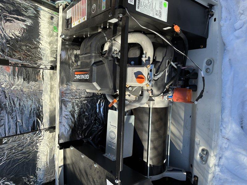 Performed scheduled maintenance on Generac generator. Inspected unit despite winter conditions and significant snow accumulation. Verified proper operation of control systems and confirmed green indicator light functioning correctly. Checked all connections and components within the Goodman HVAC system integration.