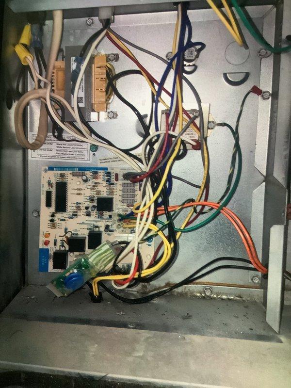 Performed scheduled MVP Heating maintenance service on the system. Inspected the main control board and electrical connections within the control panel, confirming all wiring was secure and properly connected. Examined the blower assembly and motor components, noting normal wear on the gas valve and slight oxidation on copper fittings, but all components operating within specifications.