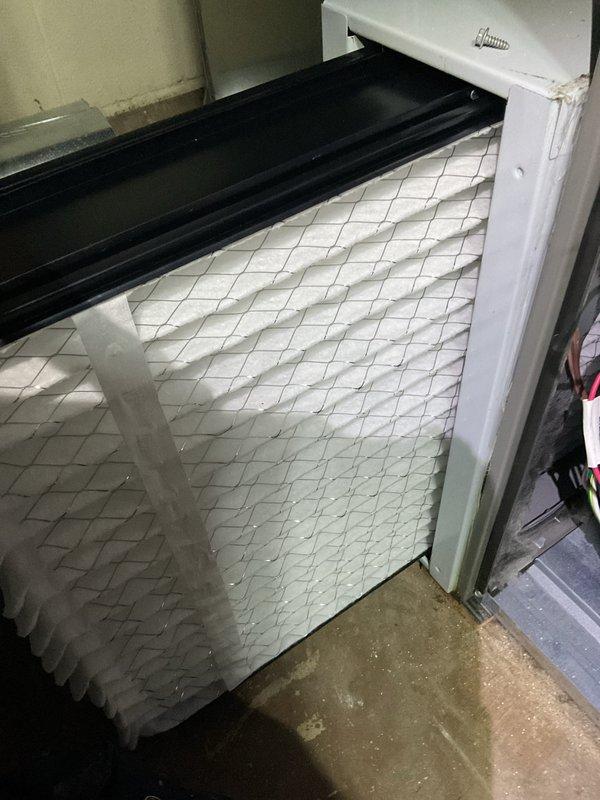 Performed scheduled furnace tune-up maintenance service to maintain warranty compliance. Inspected and evaluated air filtration system, noting some dust accumulation but filter remains functional. Addressed customer's warranty concerns, confirming maintenance schedule extension through 2025 will preserve warranty validity.