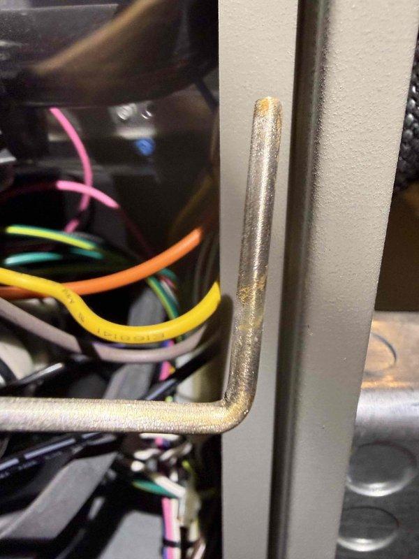 Performed scheduled MVP heating maintenance service. Inspected electrical wiring connections and copper supply lines for proper installation and function. Visual inspection revealed normal oxidation on copper piping at bend point, but all electrical connections remain secure with no signs of overheating or damage. System is operating within normal parameters.