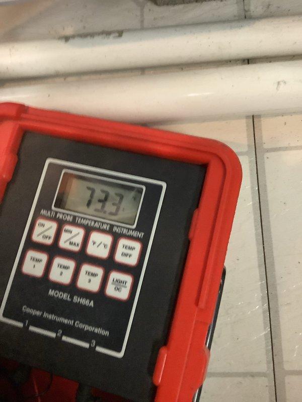 Successfully installed 90% efficiency furnace as a secondary heating system. Completed all necessary PVC venting connections and verified proper operation with temperature readings showing 73.3 degrees on the supply line. All seams properly sealed and system functioning within manufacturer specifications.