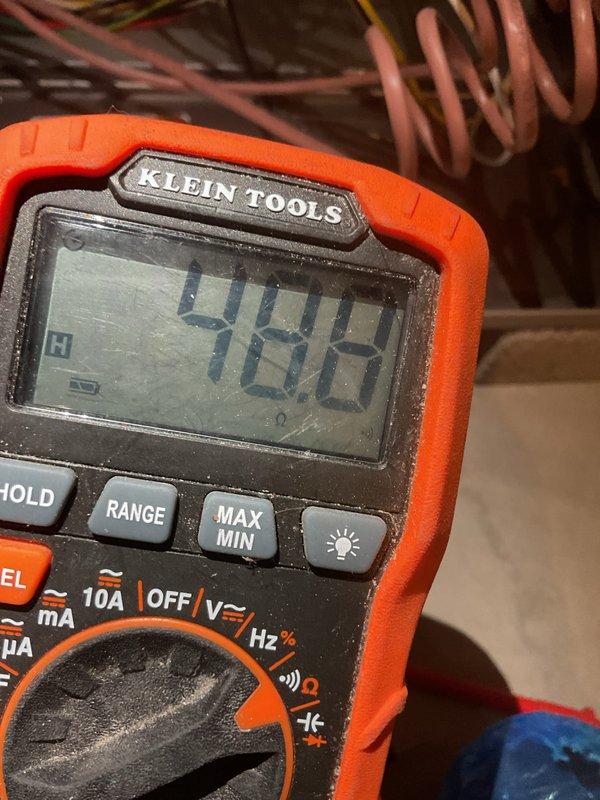 Completed scheduled MVP Heating maintenance visit. Performed electrical testing with multimeter, confirming 48.6V reading on system components. Inspected plumbing connections, vertical pipe assembly, and flexible conduit, all found to be in proper working condition.