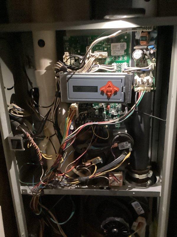 Performed scheduled maintenance on 13-year-old gas furnace (MVP model). Inspected control board, electrical connections, and fan assembly. Confirmed proper thermostat response during operational test.