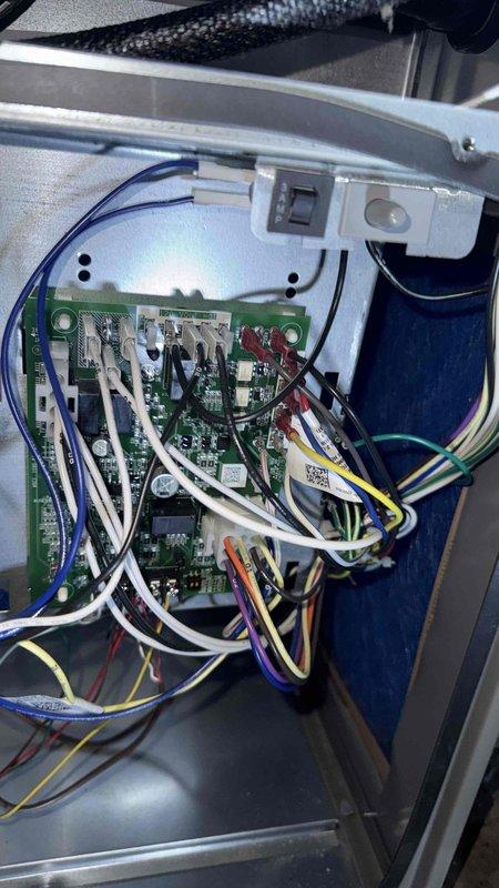 Performed scheduled furnace tune-up service. Inspected internal mechanical components including fan assembly, motor, and connection hoses - all in normal working condition. Examined control board and electrical connections; verified proper wiring integrity with no signs of damage or corrosion to electronic components.