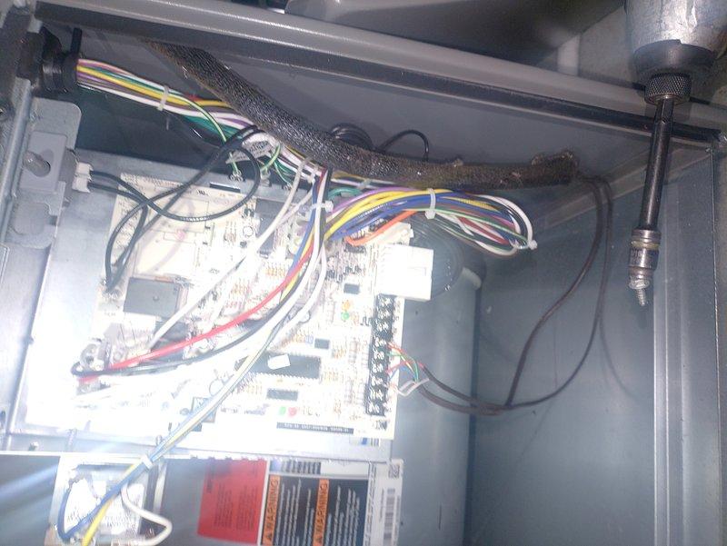 Performed scheduled heating maintenance for MVP customer. Inspected blower wheel assembly and found it in good working condition with all components intact. Examined control panel wiring and circuit board connections, confirming proper electrical configuration with no visible issues.