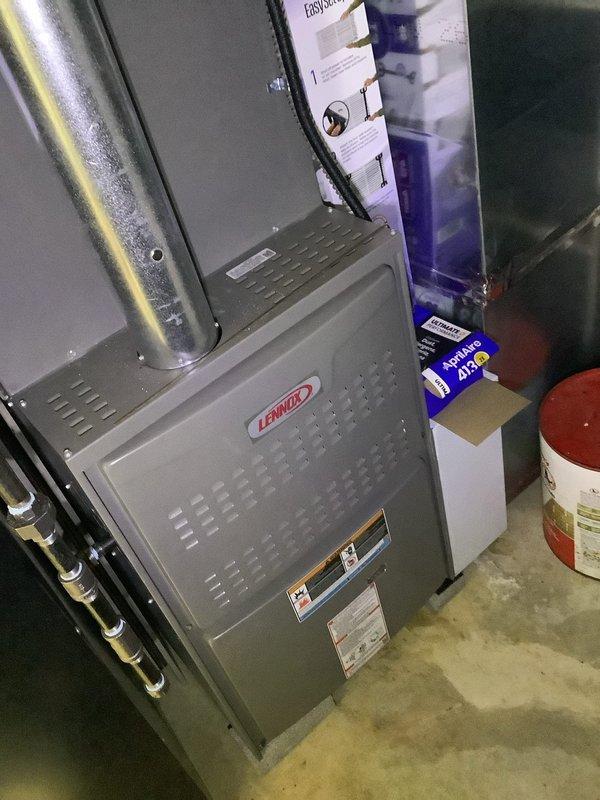 Performed scheduled maintenance service on Lennox furnace system. Inspected all components, confirmed proper operation and verified return heat functionality. System is operating within normal parameters with no issues detected.