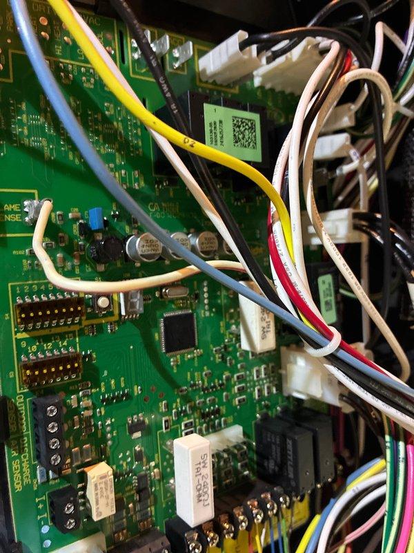 Performed routine MVP heating maintenance on 1-year-old Lennox WT 08-2034 system. Inspected and tested circuit board connections and components, confirming all electrical connections were secure. System is functioning properly with no issues identified.