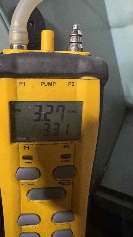 Performed standard furnace tune-up service as scheduled. Conducted pressure differential testing with readings of 327/331 on the system. Inspected copper pipe connections at the furnace, noting minor corrosion at joints that does not currently impact performance. All components functioning within normal parameters. Left paper receipt as requested by customer.