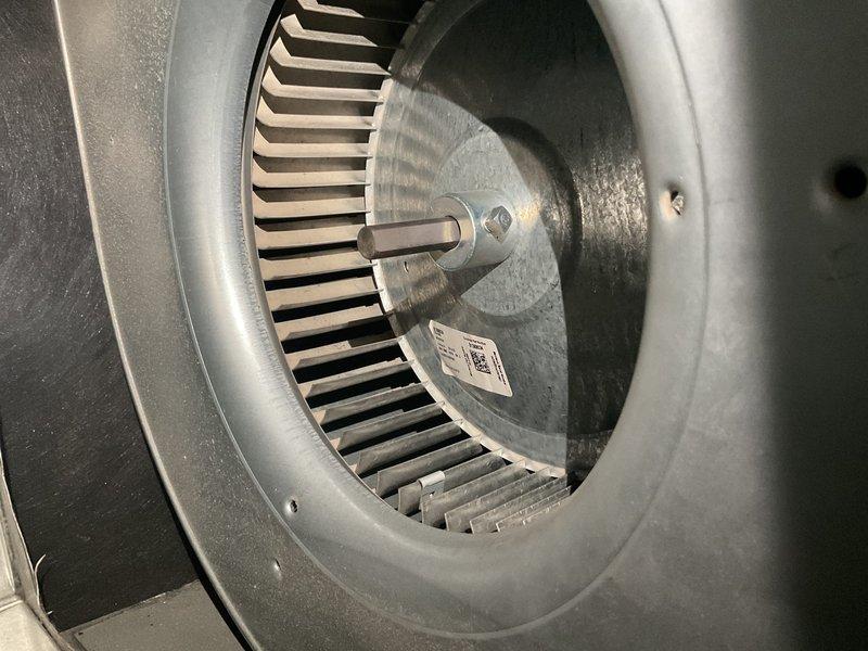 Performed routine MVP heating maintenance service. Inspected blower wheel assembly which was found in good operational condition with no visible damage or debris accumulation. Examined plumbing connections and noted proper sealing at pipe joints with no signs of leaks.