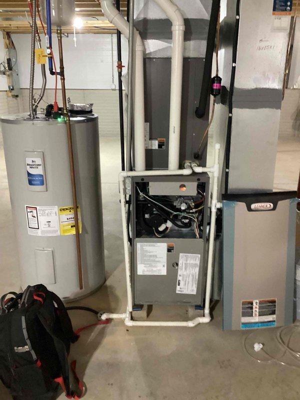 Performed scheduled furnace tune-up on Lennox system. Inspected and cleaned all components, including burners, heat exchanger, and blower assembly. Checked humidifier operation and replaced filter. All systems functioning within normal parameters with no safety issues detected.
