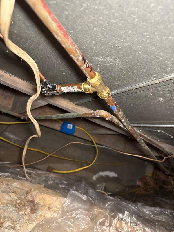 Completed warranty installation of Aprilaire 600 humidifier that was omitted during original system installation. Unit was properly mounted and connected to existing Lennox furnace with appropriate ductwork and plumbing connections. Payment collected upon successful completion and verification of system operation.