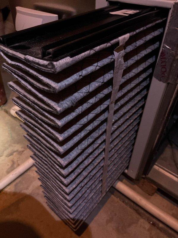 Completed heating maintenance service for MVP customer as confirmed. Performed inspection of air handling unit, including examination of filter assembly which showed dust accumulation on upper panels. Used hex key tool to make necessary adjustments to system components ensuring proper operation.