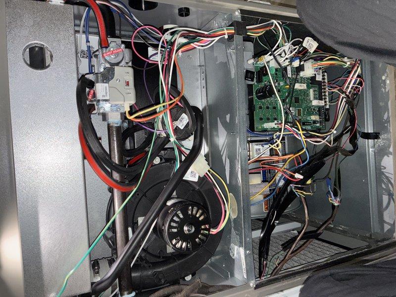 Performed scheduled maintenance on Lennox mini split system. Inspected interior components including control board, wire connections, and blower motor assembly. Verified all electrical connections were secure and properly functioning with no signs of damage or deterioration.