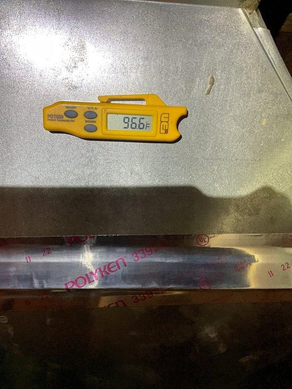 Responded to no-heat service call on 4-year-old Mitsubishi Electric system. Conducted temperature diagnostics using Fieldpiece thermometer, revealing heat exchanger temperature of 96.6°F, significantly below normal operating range. Replaced clogged Aprilaire 413 filter and cleaned internal components, restoring proper airflow and system functionality. System now operating at normal parameters with appropriate heat output.