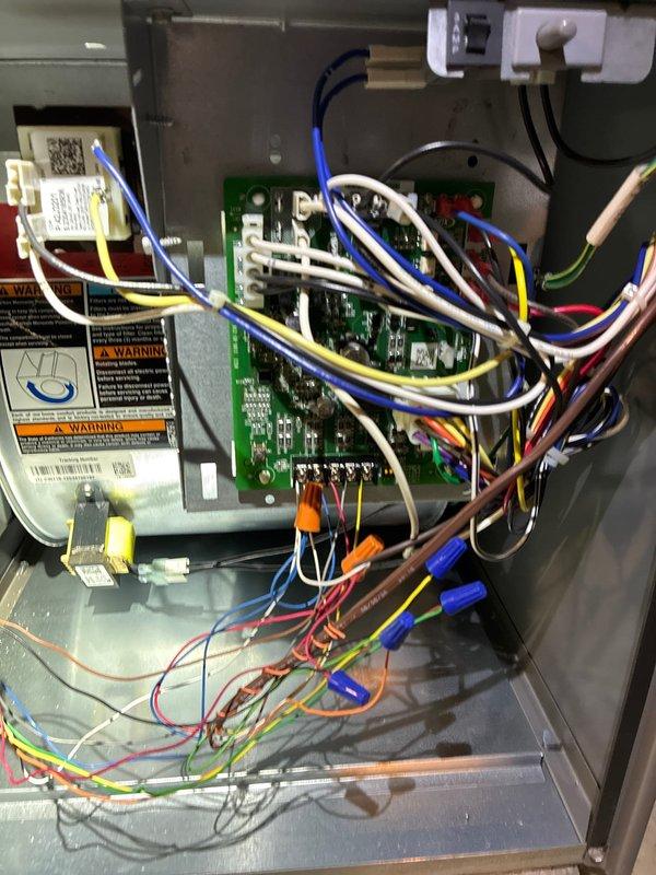 Performed scheduled MVP heating maintenance service. Inspected electrical control panel components and wiring connections for proper functionality. Identified and replaced corroded L-shaped metal connector to ensure reliable system operation.