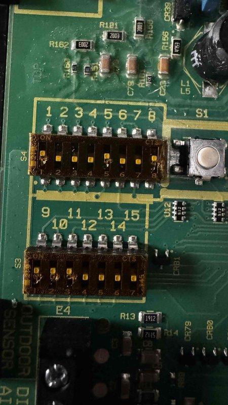 Successfully replaced warranty control board on HVAC system. Installed new green PCB with dual connector blocks (pins 1-8 and 9-15) and verified proper operation of the digital display. All wiring connections were properly secured and system functionality was confirmed.