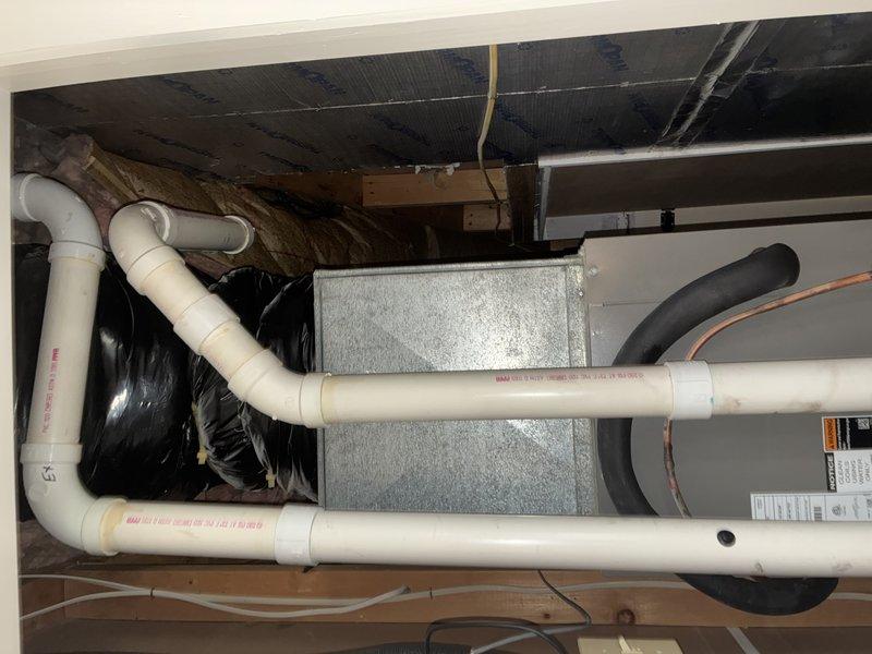 Performed scheduled MVP heating maintenance on 3 systems. Inspected circuit board components and connections, confirming proper operation of control system as indicated by LED display readout. Examined air handler installation in crawl space, checking PVC ducting, flexible return duct, and refrigerant lines. Evaluated space requirements and discussed options for whole house humidifier installation as requested by customer.