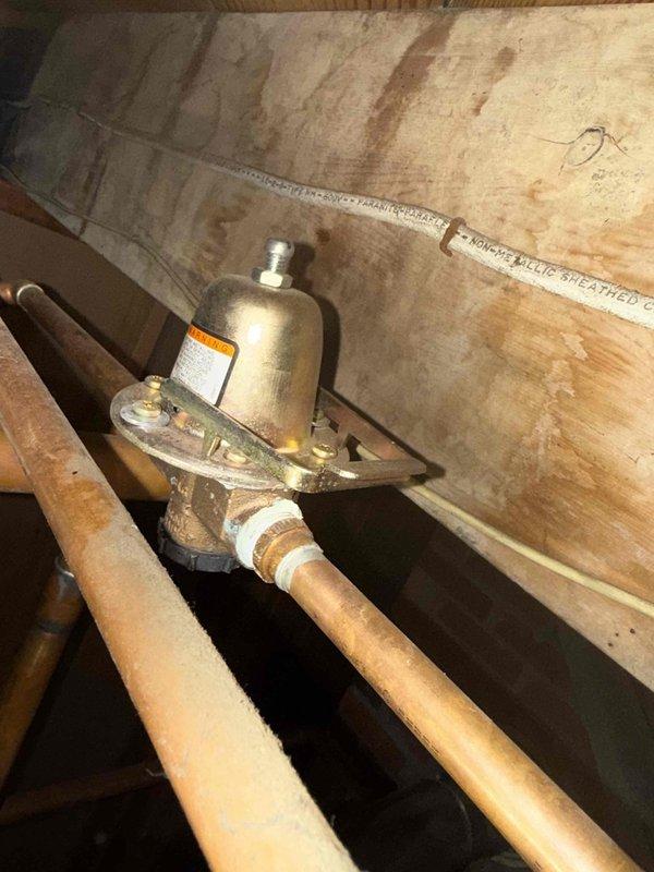 Performed scheduled MVP furnace maintenance service. Inspected pressure regulator valve and copper piping connections for proper operation and seal integrity. Examined Taco circulation pump and associated ductwork, confirming system functionality with no issues detected.