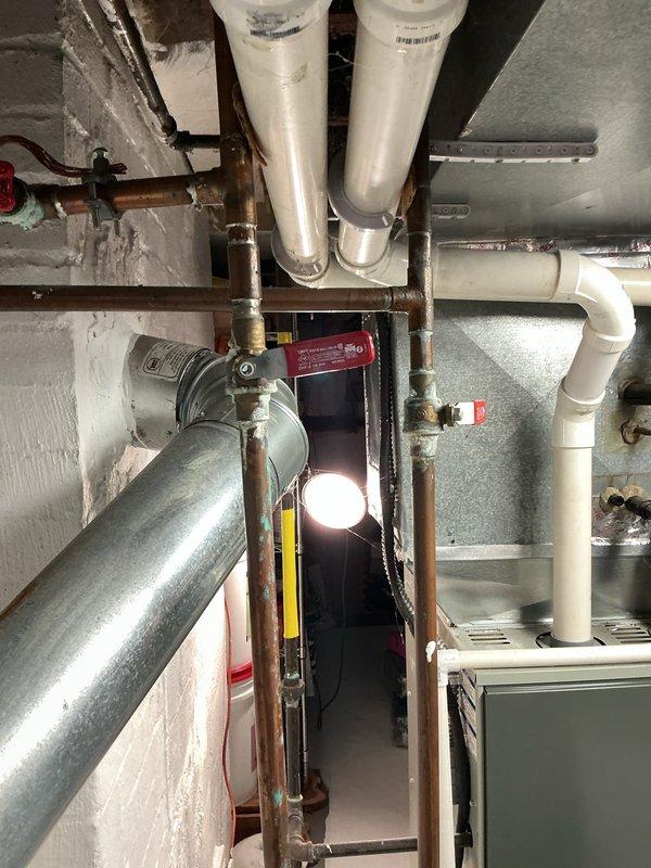 Responded to service call for 10+ year old Bosch tankless water heater that had frozen, thawed, and subsequently developed leaks at top and bottom of unit. Visual inspection confirmed water damage. Customer working with insurance for claim, provided information about membership options for future service needs.