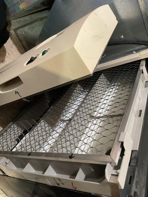 Performed scheduled furnace preventative maintenance service. Inspected Frigidaire Electronic Air Cleaner Model 5000, confirmed unit powered on with green indicator light illuminated. Examined filter mesh system and verified proper installation with no visible damage.