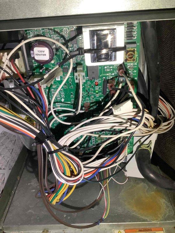 Performed MVP heating maintenance service including thorough inspection of control board circuitry and ignition system. Examined 120V igniter components and verified proper wire connections to terminals. Inspected heat exchanger and burner assembly, confirming all components are secure and operational.