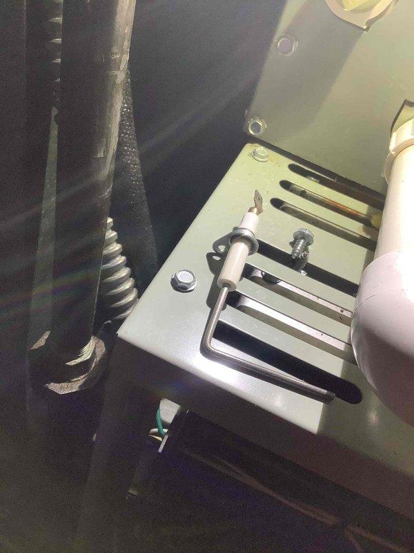 Performed MVP heating maintenance service including thorough inspection of control board circuitry and ignition system. Examined 120V igniter components and verified proper wire connections to terminals. Inspected heat exchanger and burner assembly, confirming all components are secure and operational.