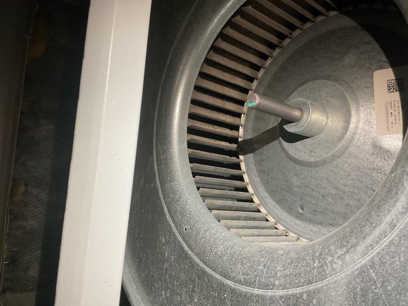 Performed routine MVP furnace maintenance service. Inspected and cleaned blower wheel assembly, removing accumulated dust to improve airflow efficiency. Serviced system components using specialized tools to ensure optimal heating performance.