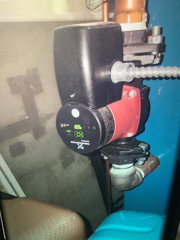 Performed scheduled MVP furnace maintenance visit (rolled from 01/23). Inspected circulator pump operation, verified proper pressure readings on system gauges, and confirmed normal function of heating system components. Pump display showed normal operating parameters with 3.0 reading on digital display.