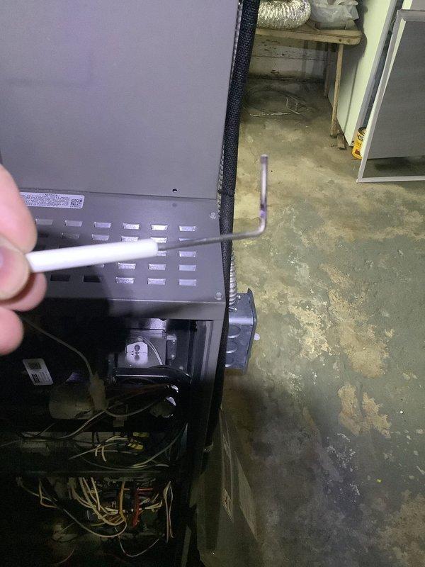 Responded to no-heat call for residential furnace. Upon inspection, accessed interior components with hex key and found system unresponsive. Diagnosed faulty ignition sequence, cleaned flame sensor and verified proper gas valve operation. System now functioning correctly with normal heating cycle restored.