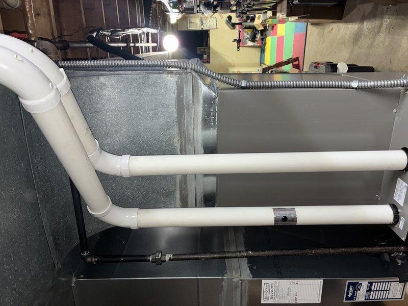 Performed annual maintenance on 4-year-old Lennox HVAC system. Inspected furnace components, PVC ventilation and condensate drainage system. System operating normally with no issues identified; service completed per manufacturer specifications.