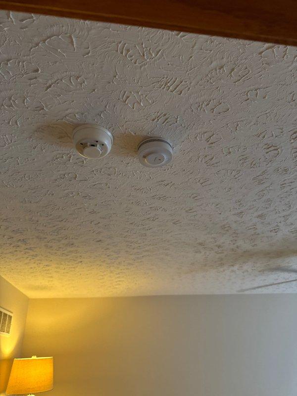 Installed six smoke detectors throughout the residence as requested. Installed units were properly mounted on textured ceilings and tested for functionality. Second appointment scheduled for additional parts installation.