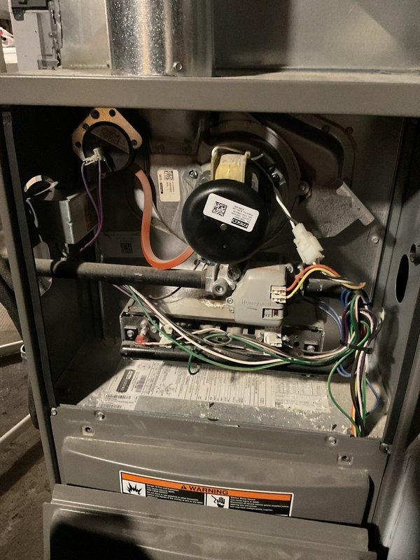 Responded to no-heat call for Lennox furnace. Performed diagnostic inspection of system components including draft inducer motor and control board. All electrical connections were verified and system was restored to proper heating operation.