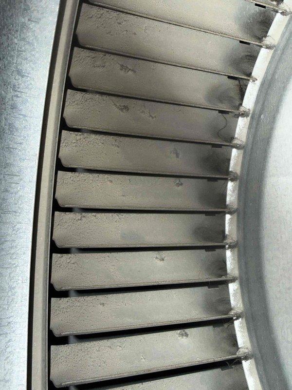 Responded to service call for 10-year-old furnace not operating properly. Inspection revealed dust accumulation on heat exchanger fins affecting efficiency. Cleaned heat exchanger and verified proper venting through PVC exhaust system. Unit now functioning according to manufacturer specifications.