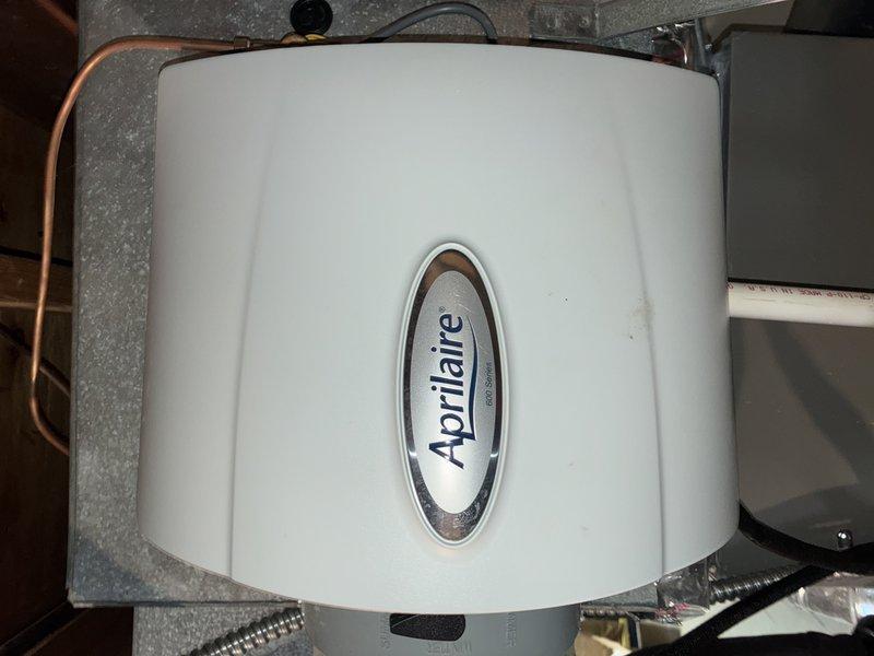 Performed scheduled MVP Furnace maintenance service. Inspected Aprilaire whole-home humidifier system and verified proper installation with connecting copper and PVC piping. Used L-shaped service tool to complete necessary adjustments and confirmed system is functioning within optimal parameters.