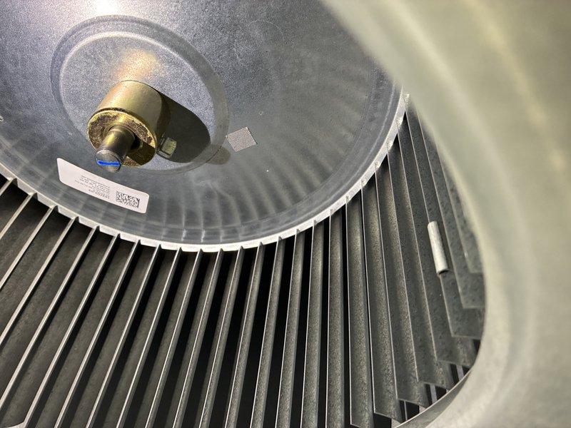 Performed routine maintenance and tune-up service on 1.5-year-old furnace. Inspected blower wheel assembly for proper operation, noting good condition with no visible damage or debris accumulation. Examined internal components including motor, wiring harnesses, gas valve, control module, and circuit board connections - all functioning within normal parameters. System is operating efficiently with no issues identified.