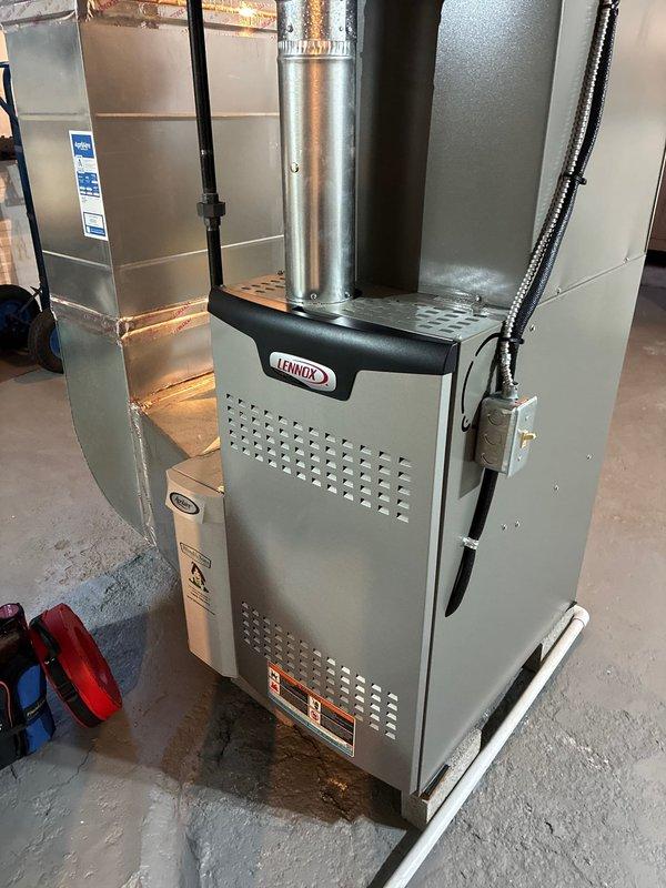 Performed scheduled maintenance on Lennox furnace system. Inspected all components including ductwork, exhaust pipe, and electrical connections. Used specialized tools to clean and adjust system for optimal heating performance.