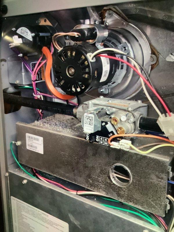 Completed routine MVP heating maintenance service. Inspected and verified proper operation of the condensate pump system with appropriate drainage connections. Examined blower motor assembly, checked electrical connections, and confirmed proper function of the gas valve and control components.