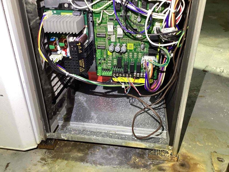 Performed diagnostic inspection on recently installed gas furnace after customer reported frozen and burst pipes. Examined control board (PCB) and electrical connections, finding all components intact and properly wired. Verified furnace was operational but confirmed unit had not been activated since August installation. Informed customer that plumbing repairs were scheduled separately, and completed system check to ensure furnace will function properly once plumbing is restored.