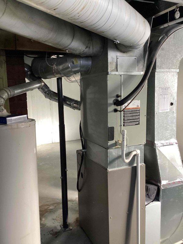 Performed diagnostic inspection on recently installed gas furnace after customer reported frozen and burst pipes. Examined control board (PCB) and electrical connections, finding all components intact and properly wired. Verified furnace was operational but confirmed unit had not been activated since August installation. Informed customer that plumbing repairs were scheduled separately, and completed system check to ensure furnace will function properly once plumbing is restored.