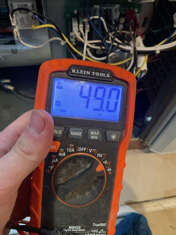 Performed scheduled MVP Heating Visit, which included electrical testing on control panel using digital multimeter (Klein Tools MM420) with readings of 49.0 ohms. Hardware adjustments were made using hex key on equipment frame. All systems functioning within normal parameters.