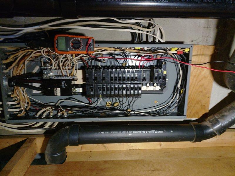 Diagnosed and repaired a non-functioning basement light fixture in a 20-year-old residence. Inspection of the electrical panel revealed loose connections at the breaker, which were properly secured and tested with a multimeter to verify circuit integrity and proper voltage.