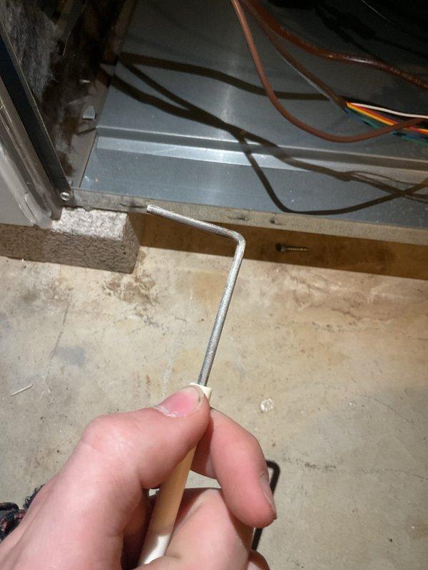 Completed scheduled heating maintenance service that was previously rescheduled. Performed system diagnostics using UEi EM720 meter, recording temperature readings of 65°F and electrical measurements of 8.185. Accessed internal components with hex key to inspect wiring connections and copper lines, ensuring proper system operation.
