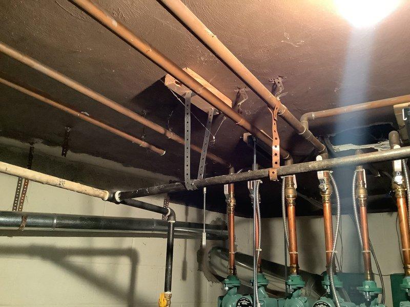 Conducted warranty inspection of water heater and boiler installation. Found expansion tanks and main gas supply line requiring additional support; documented deficiencies with photos. All other installation components passed inspection. Parts for remediation are available in shop.
