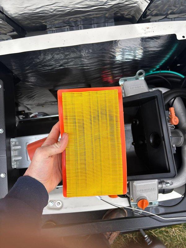 Performed scheduled maintenance on 22kW Generac generator. Accessed unit with service keys after customer reported losing access. Replaced air filter during inspection and confirmed proper system operation.